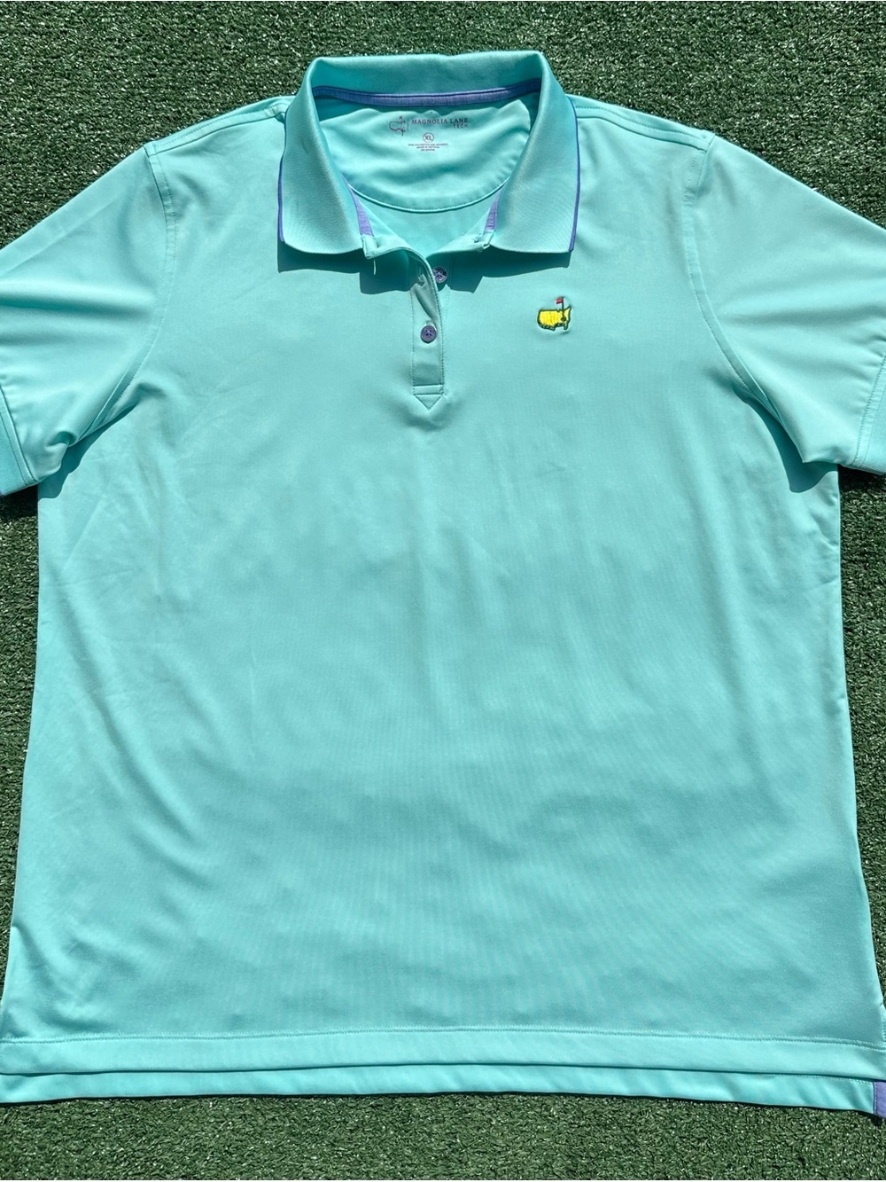Masters Golf Magnolia Lane Tech Aqua Blue Short Sleeve Polo Shirt Women’s XL